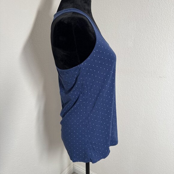 Volcom Blue Polka Dot Racerback Tank Top M/12 Cotton Modal Blend Womens Sleevele - Picture 7 of 8